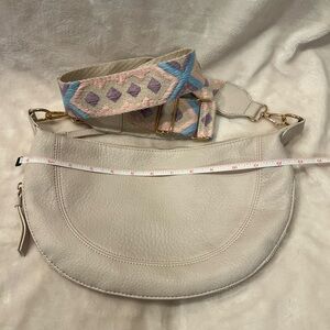 Cream Crossbody Bag with Textured Finish